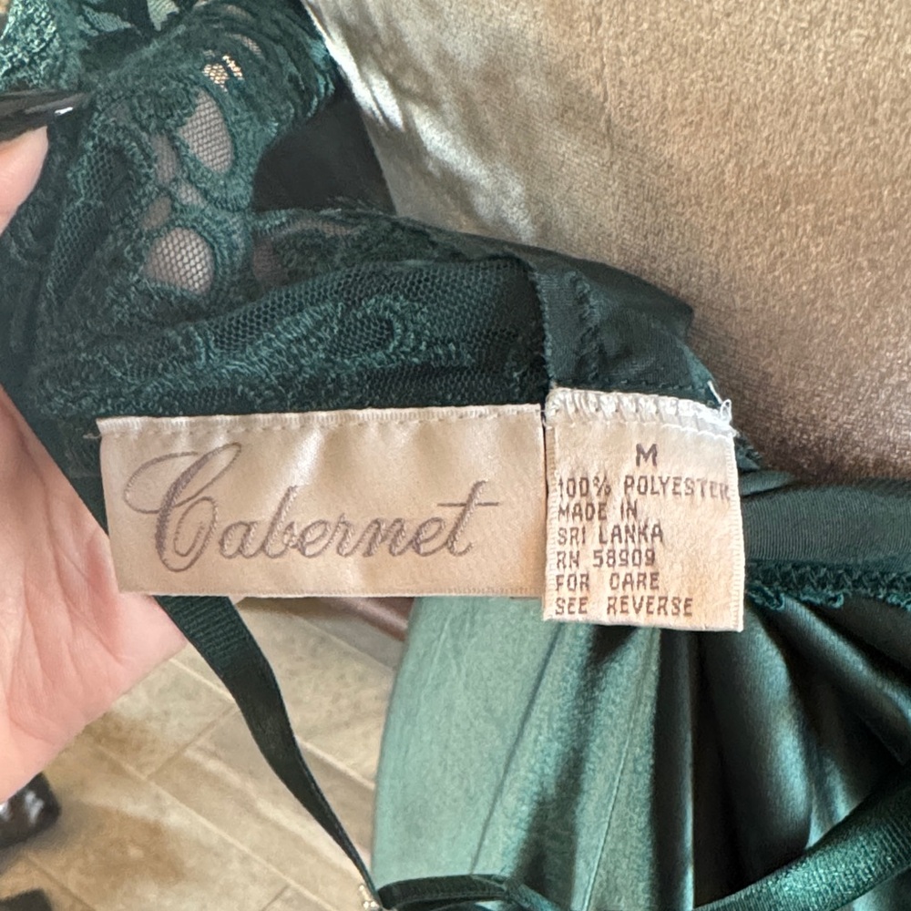 Cabernet Lace Trim Chemise in Deep Green/Teal - Picture 6 of 7